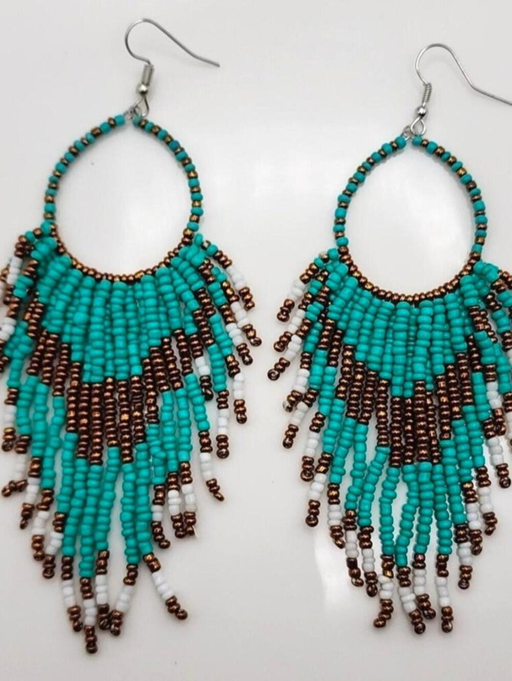 Sedona Sky Beaded Fringe Hoop Earrings
